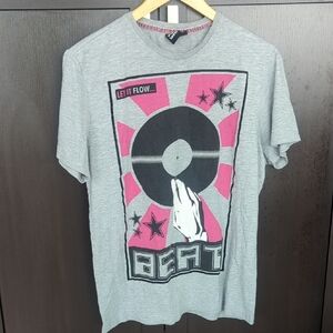 Vintage Bershka Gray Let It Flow T-shirt Pink Graphic - Size M Great Condition